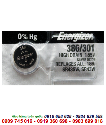 Pin đồng hồ Energizer SR43SW,386/301 Silver Oxide 1,55V _Made in USA